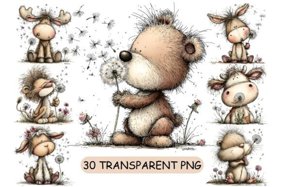 30 Whimsical Spring Animals PNG Clipart: A Designer's Springtime Toolkit