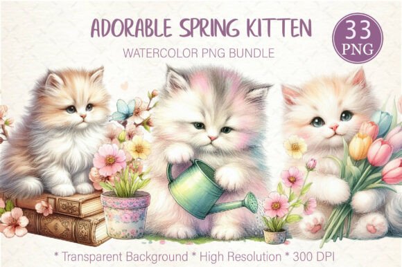 Adorable Spring Kitten Bundle: 33 Playful Designs for Your Projects