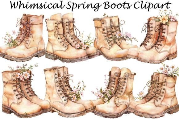 Bring Spring to Life with Whimsical Spring Boots Clipart