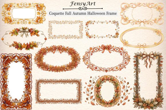 Coquette Fall Autumn Halloween Frame: A Whimsical Design Asset