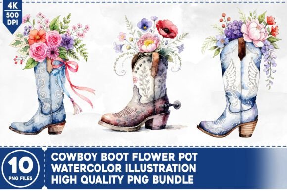 Cowboy Boot Flower Pot PNG: A Rustic Design Asset