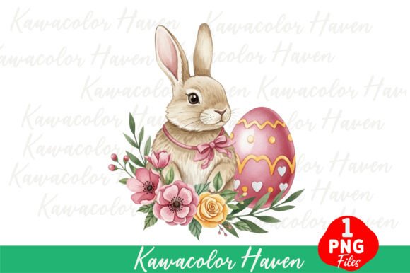 Cute Easter Bunny with Egg and Flowers: A Springtime Design Essential