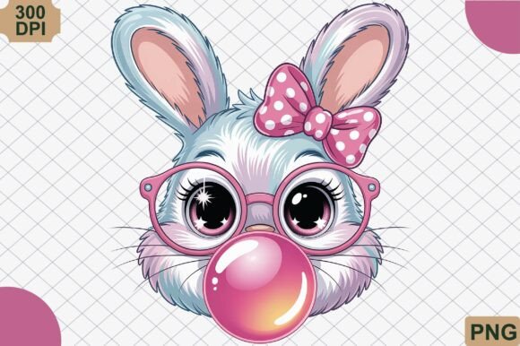 Cute Easter Bunny with Pink Glasses PNG: Your Go-To Spring Asset