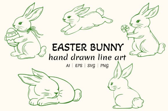 Easter Bunny Line Art Bundle: Your Hand-Drawn Design Toolkit