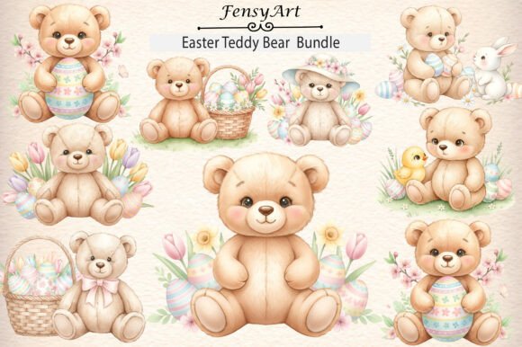 Easter Teddy Bear Bundle: Adorable Graphics for Spring Projects