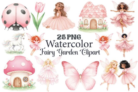 Enchanting Fairy Garden Clipart Bundle for Creative Projects