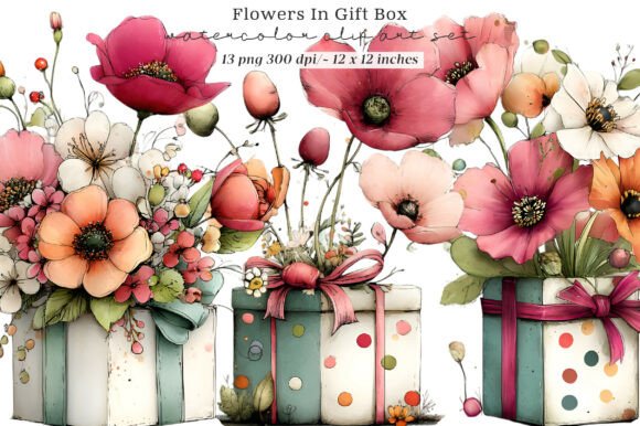 Flowers in Gift Box Clipart: A Designer's Guide to Elegant Floral Graphics