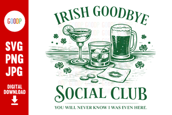 Irish Goodbye Social Club PNG: A Retro Design for St. Patrick's Day