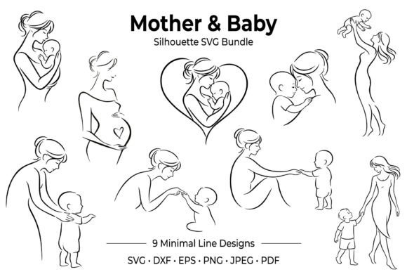 Motherhood Silhouette SVG Bundle: 9 Designs for Meaningful Projects
