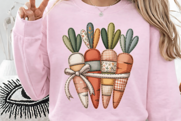 Patchwork Easter Carrot PNG: Farmhouse Charm for Spring