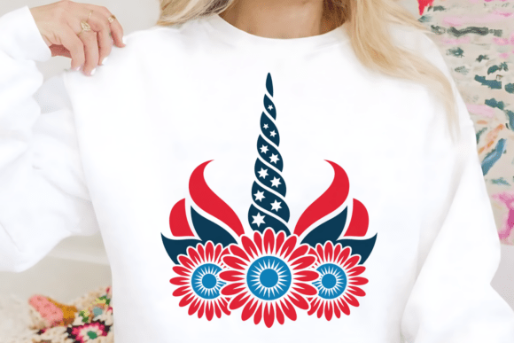 Patriotic Unicorn Flower PNG Clipart: A Festive Design Asset
