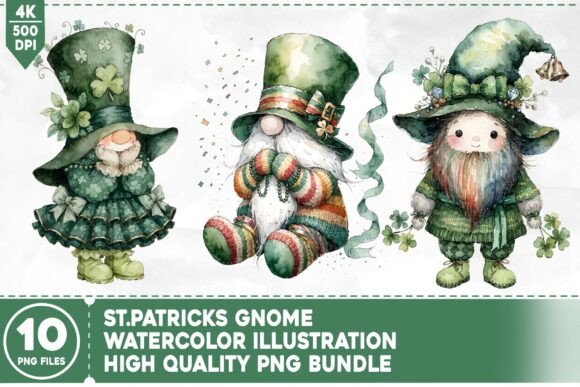 St. Patrick's Gnome PNG Bundle: Creative Commercial Use
