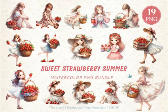Sweet Strawberry Summer Sublimation: Vibrant Design Assets
