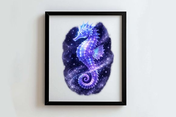 Unleash Cosmic Magic with This Mystical Glowing Seahorse PNG