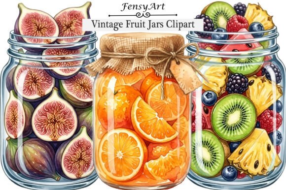 Vintage Fruit Jars Clipart: A Timeless Design Asset