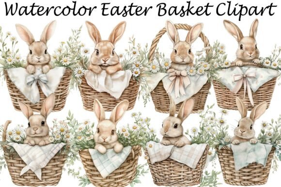Watercolor Easter Basket Clipart: A Fresh Spring Palette