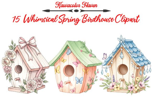 Whimsical Spring Birdhouse Clipart: A Burst of Nature for Your Designs