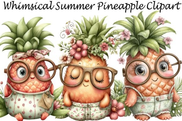 Whimsical Summer Pineapple Clipart: A Burst of Tropical Joy for Your Designs