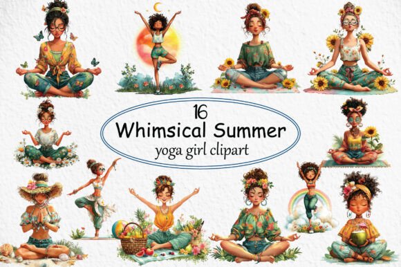 Whimsical Summer Yoga Girl Clipart: A Creative Toolkit